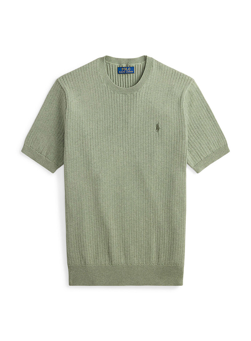 Polo Ralph Lauren White Minimalist flat ribbing sweater for men