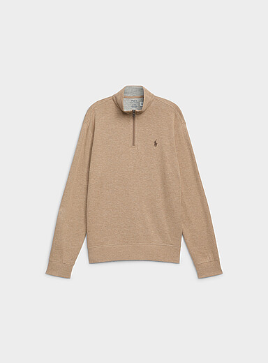 Polo Ralph Lauren: Le sweat col zipp&eacute; cavalier brod&eacute; Beige pour homme