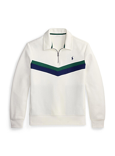 Two-tone insert zip-neck sweatshirt