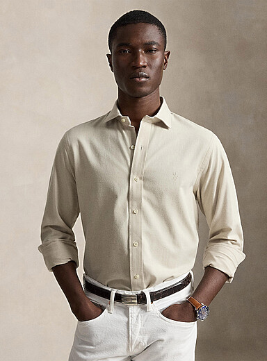 Polo Ralph Lauren: La chemise flanelle bross&eacute;e Sable pour homme