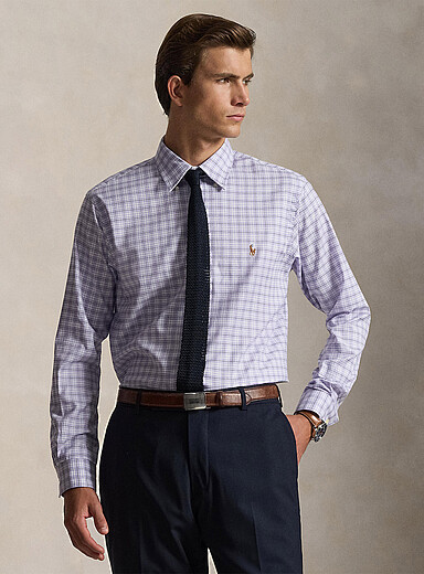 Polo Ralph Lauren: La chemise oxford &agrave; carreaux Mauve pour homme