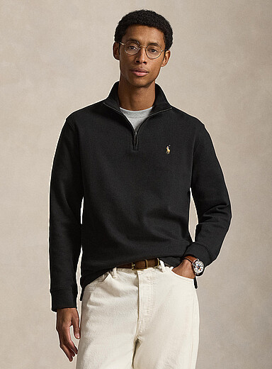 Polo Ralph Lauren Black Estate zip-neck sweatshirt for men