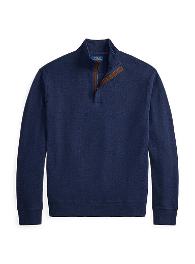 Polo Ralph Lauren: Le chandail col zipp&eacute; chevrons indigo Bleu marine - Bleu nuit pour homme