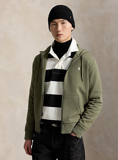 Polo Ralph Lauren Mossy Green Engineered jersey zip-up hoodie for men