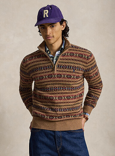 Polo Ralph Lauren Assorted Zip-neck English jacquard sweater for men