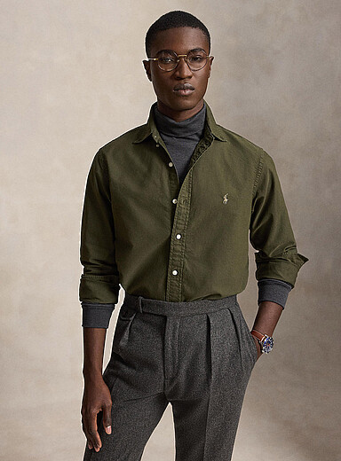 Polo Ralph Lauren: La chemise oxford d'automne <b>Coupe classique</b> Vert fonc&eacute; - Mousse pour homme