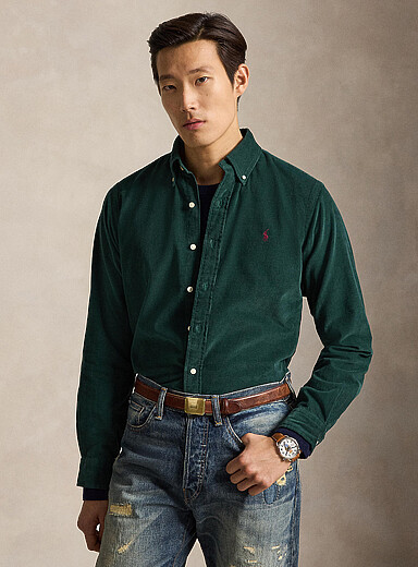 Polo Ralph Lauren Green Fine-wale corduroy shirt <b>Classic fit</b> for men