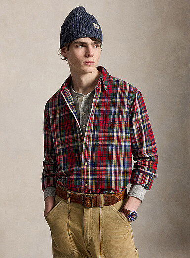 Polo Ralph Lauren Red Tartan brushed Oxford shirt <b>Classic fit</b> for men