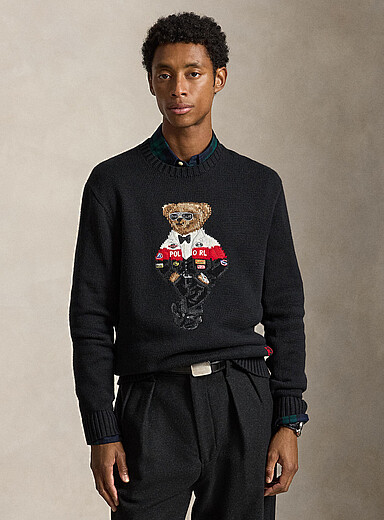 Polo Ralph Lauren: Le chandail jacquard ourson Formule 1 Noir pour homme