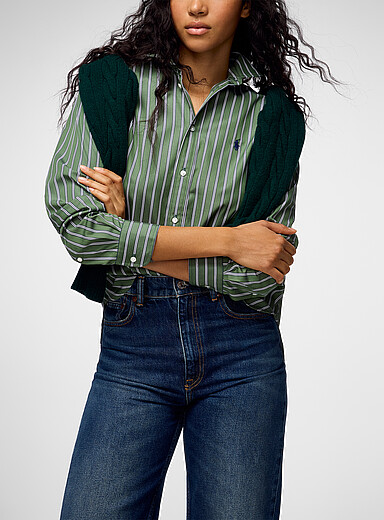 Polo Ralph Lauren: La chemise ray&eacute;e pur coton Vert - Rayures pour femme
