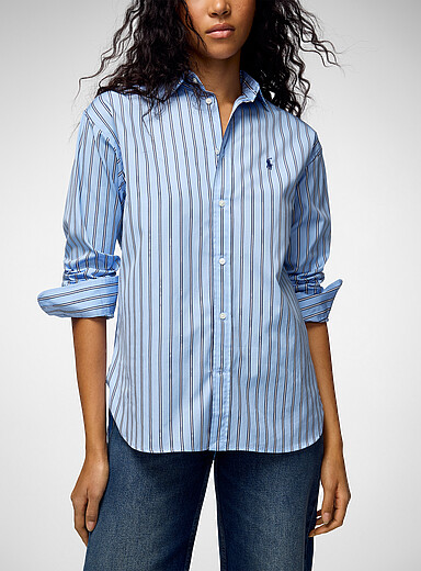 Polo Ralph Lauren: La chemise ray&eacute;e pur coton Bleu pour femme