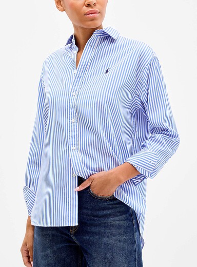 Polo Ralph Lauren: La chemise ray&eacute;e pur coton Bleu p&acirc;le - Bleu ciel pour femme