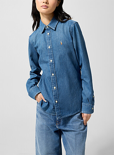 Polo Ralph Lauren: La chemise longue en denim Bleu pour femme