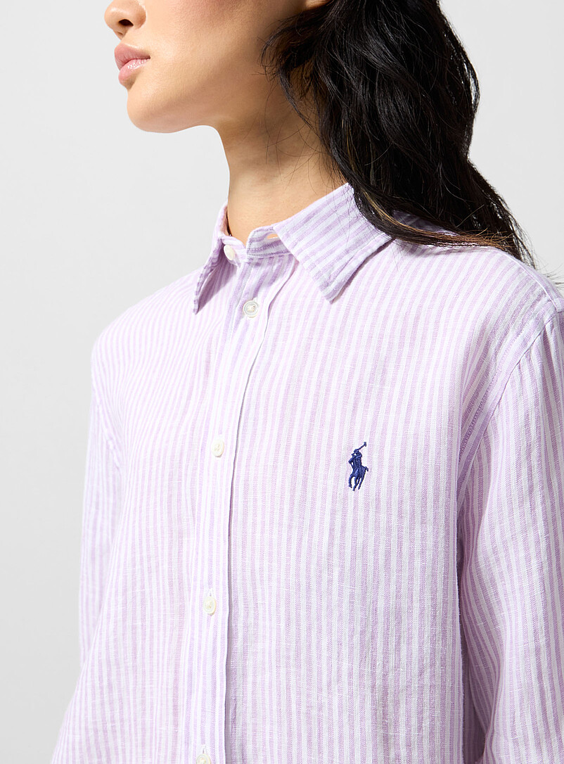 Polo Ralph Lauren Baby Blue Stiped pure linen shirt for women