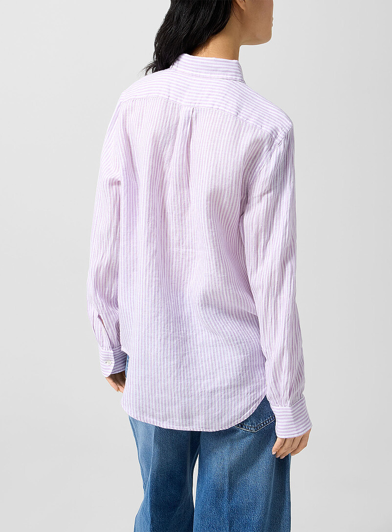 Polo Ralph Lauren Baby Blue Stiped pure linen shirt for women