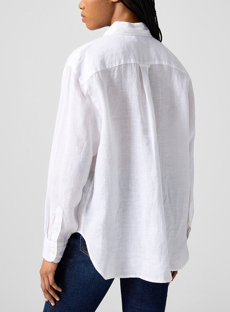 Polo Ralph Lauren White Pure linen logo shirt for women