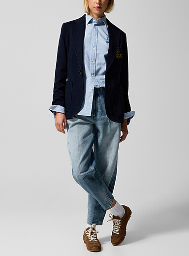 Cropped barrel-leg jean