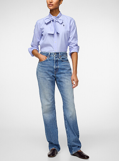 Polo Ralph Lauren: Le jean relaxe jambe droite Bleu moyen - Ardoise pour femme