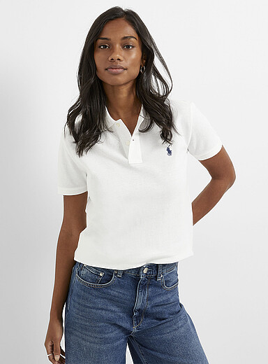 Polo Ralph Lauren: Le polo classique logo brod&eacute; Blanc pour femme