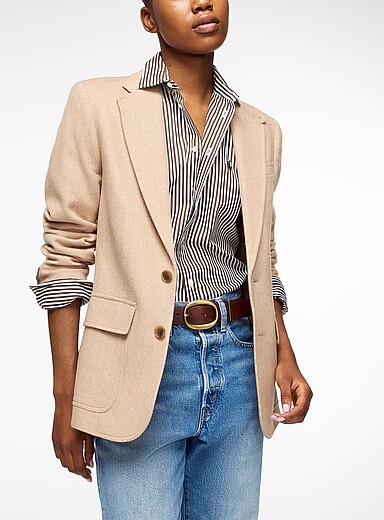 Polo Ralph Lauren Taupe Pure wool chevron tweed blazer for women