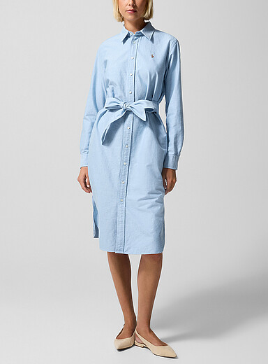 Polo Ralph Lauren Baby Blue Oxford belted shirtdress for women