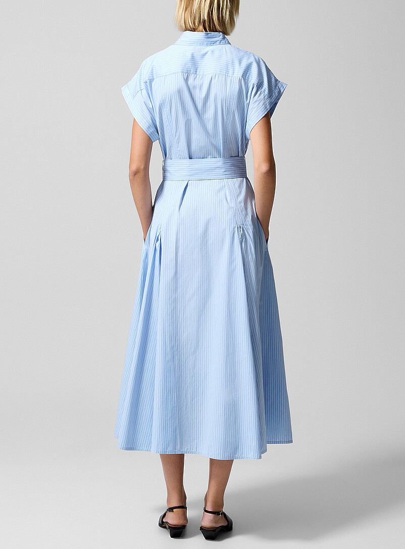 Polo Ralph Lauren: La robe chemise lign&eacute;e en popeline Bleu p&acirc;le - Bleu ciel pour femme