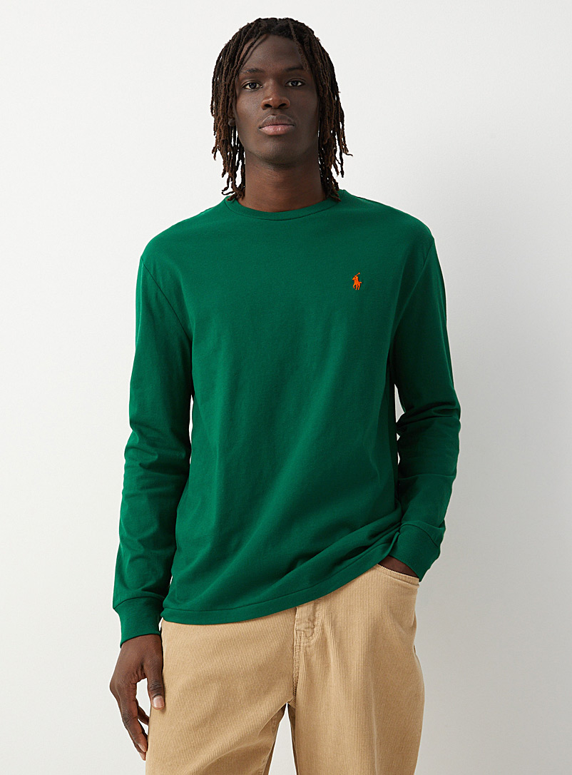 Polo Ralph Lauren: Le t-shirt emblème Polo vert pigmenté Coupe classique Vert foncé-mousse-olive pour homme