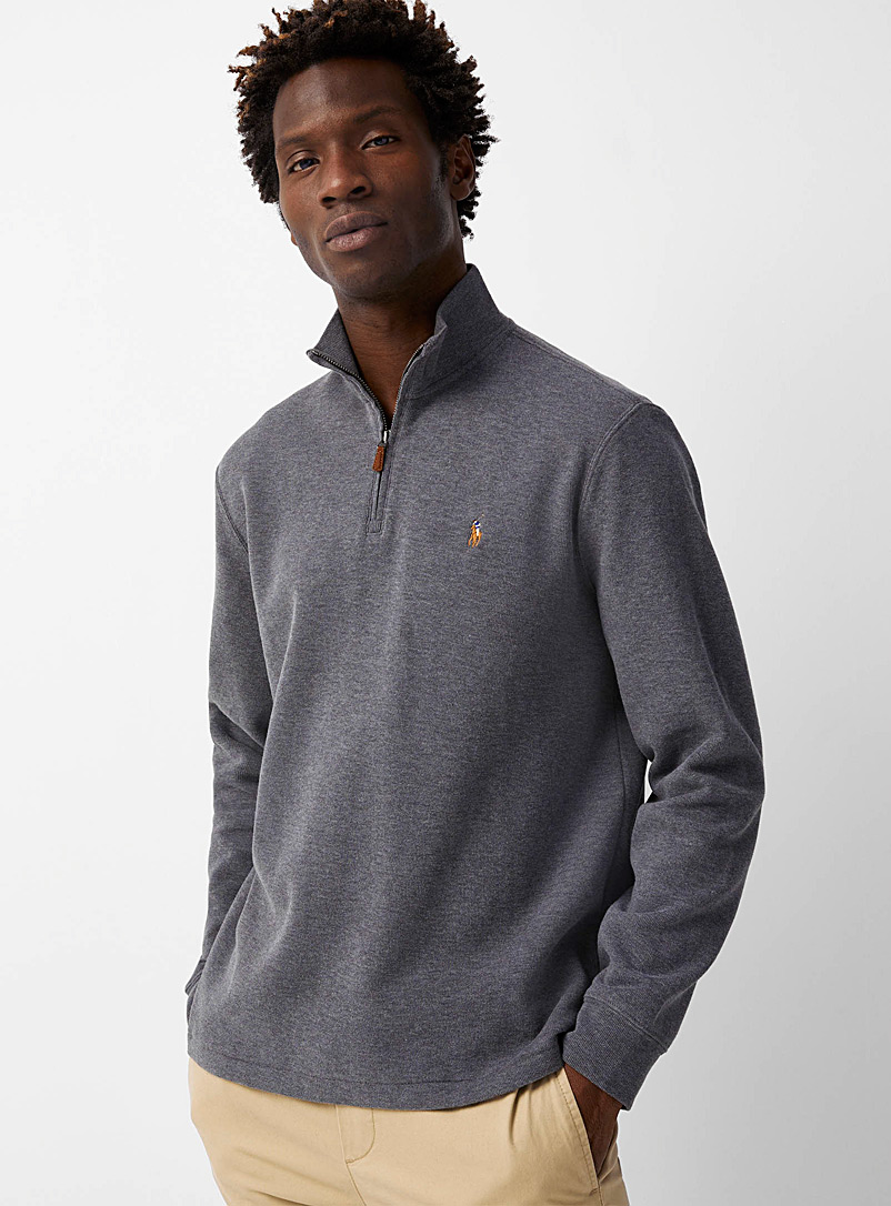 Polo Ralph Lauren: Le sweat emblème Polo col zippé Gris pour homme