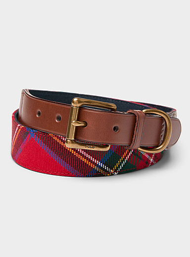 Polo Ralph Lauren: La ceinture tartan Royal Stewart Rouge &agrave; motifs pour homme