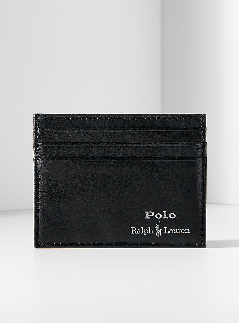 Polo Ralph Lauren Black Smooth leather card holder for men