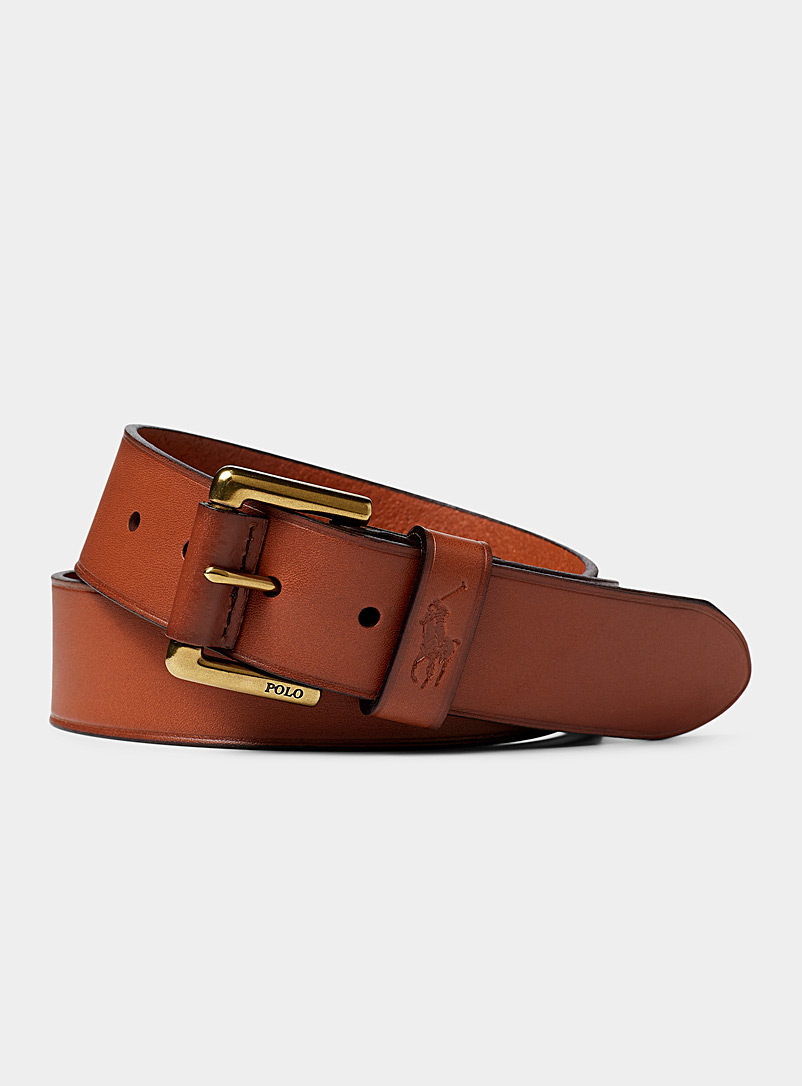 Polo Ralph Lauren: La ceinture cuir brun passant logo embossé Brun pour homme