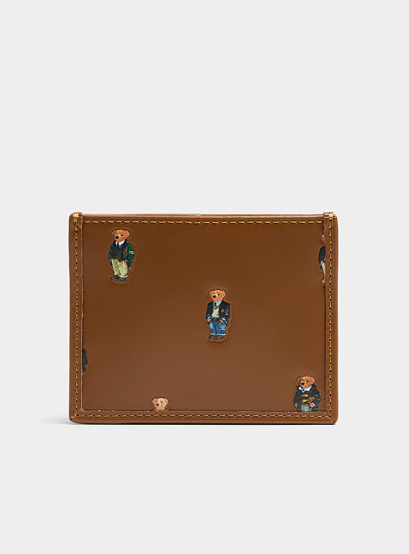 Polo Ralph Lauren Brown Little bear leather card holder for men