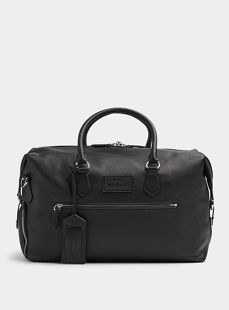 Polo Ralph Lauren Black Large leather emblem weekend bag for men