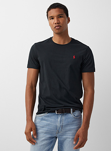 Polo Ralph Lauren: Le t-shirt embl&egrave;me Polo <b>Coupe ajust&eacute;e</b> Noir pour homme