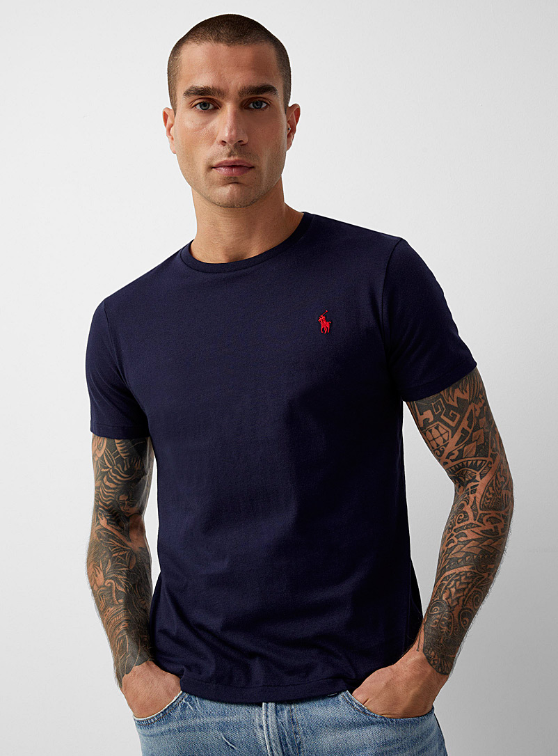 Polo Ralph Lauren: Le t-shirt emblème Polo Coupe ajustée Bleu marine - Bleu nuit pour homme