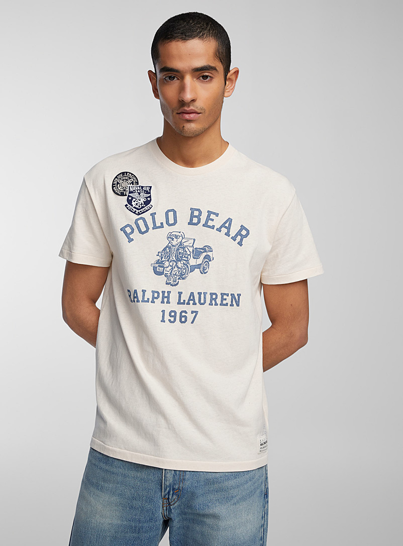 Polo Ralph Lauren: Le t-shirt ourson Naval Air Blanc cassé pour homme
