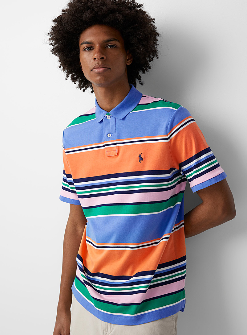 Polo Ralph Lauren Orange Multicolour stripe jersey polo for men