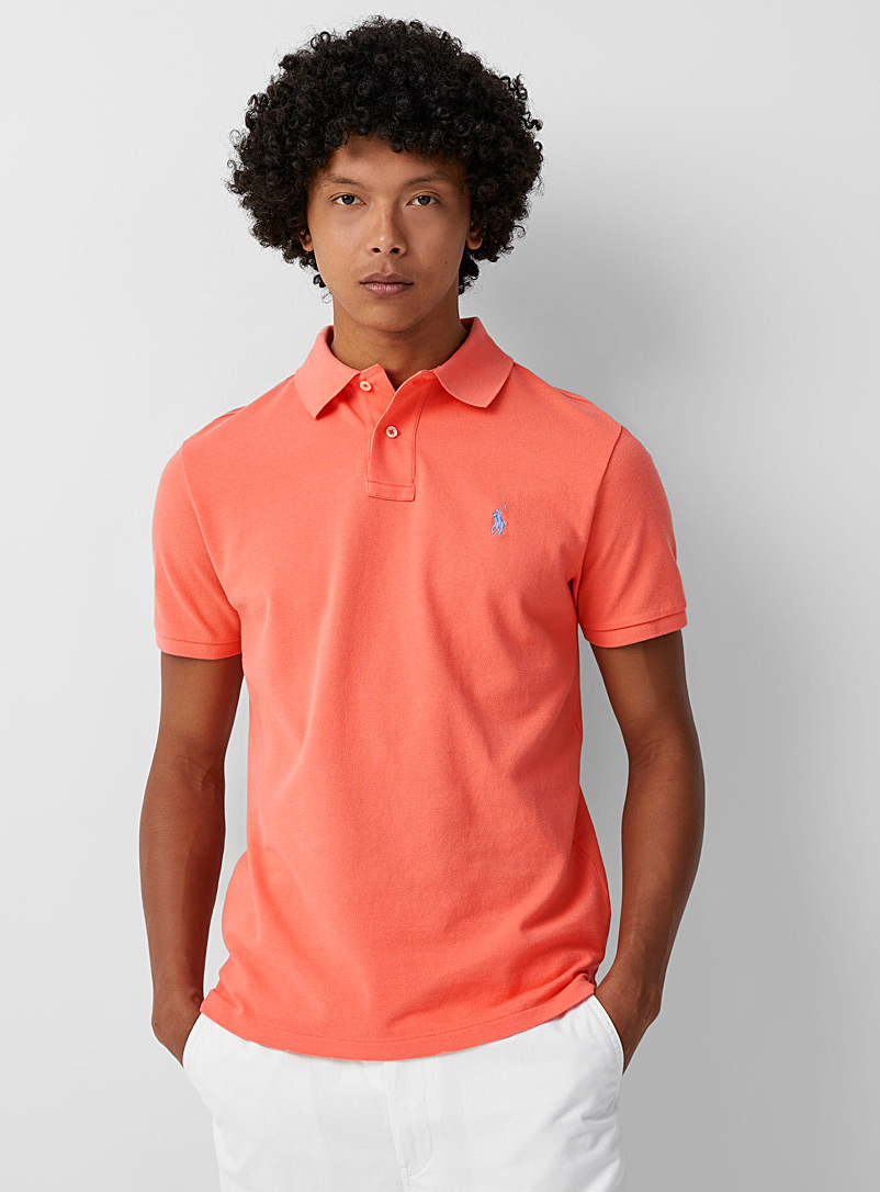 Polo Ralph Lauren Coral Embroidered rider colourful piqué polo Slim fit for men