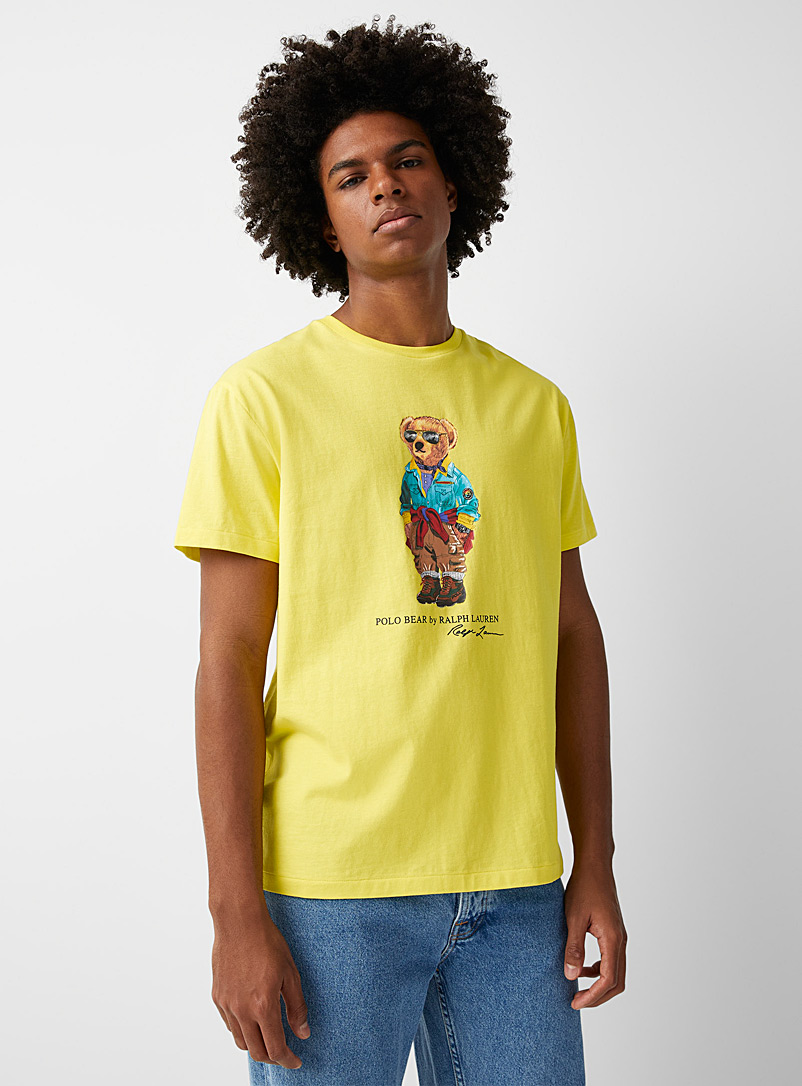 Polo Ralph Lauren Bright Yellow Adventurer teddy bear neon T-shirt for men