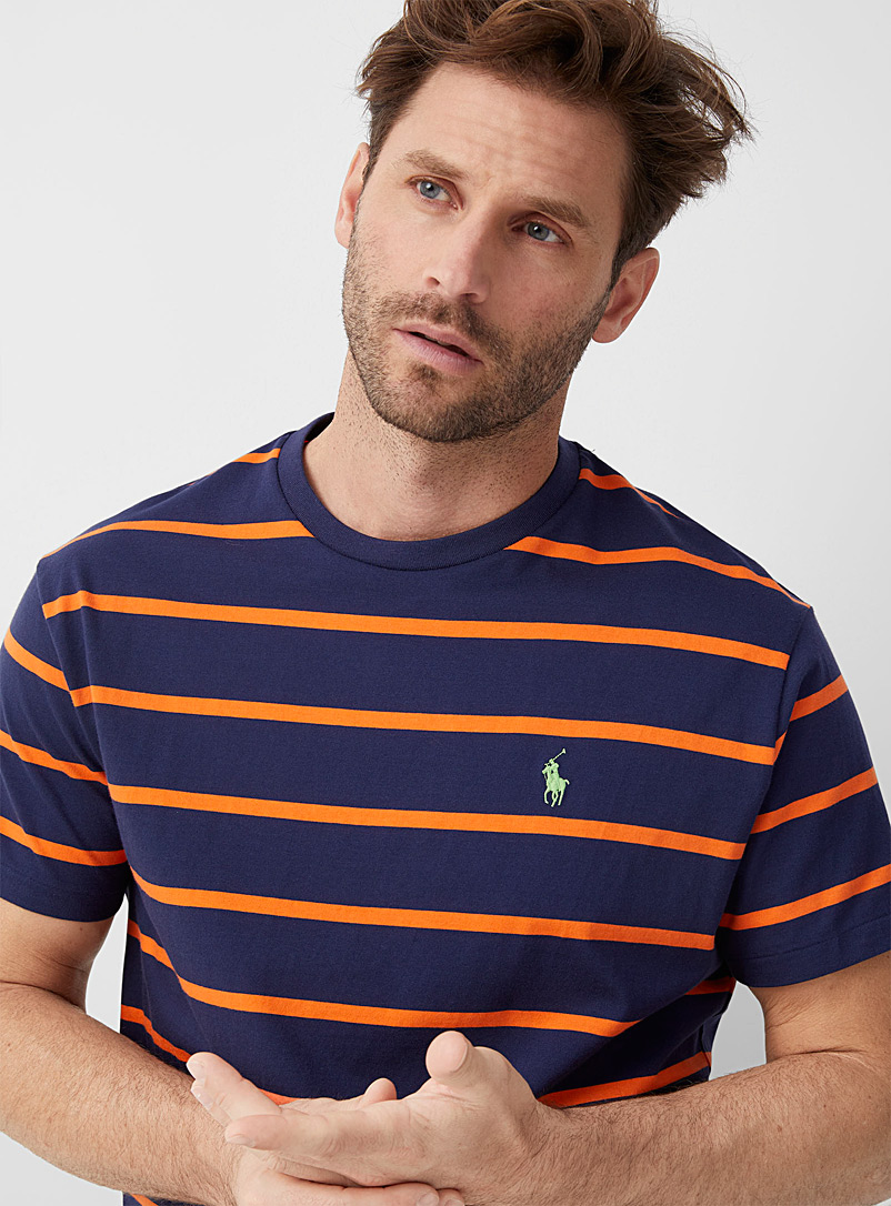 Polo Ralph Lauren: Le t-shirt rayures orangées Marine pour homme