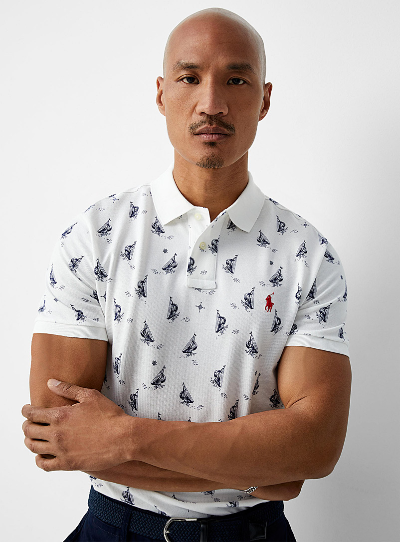Polo Ralph Lauren Patterned white Printed sailboat piqué polo for men