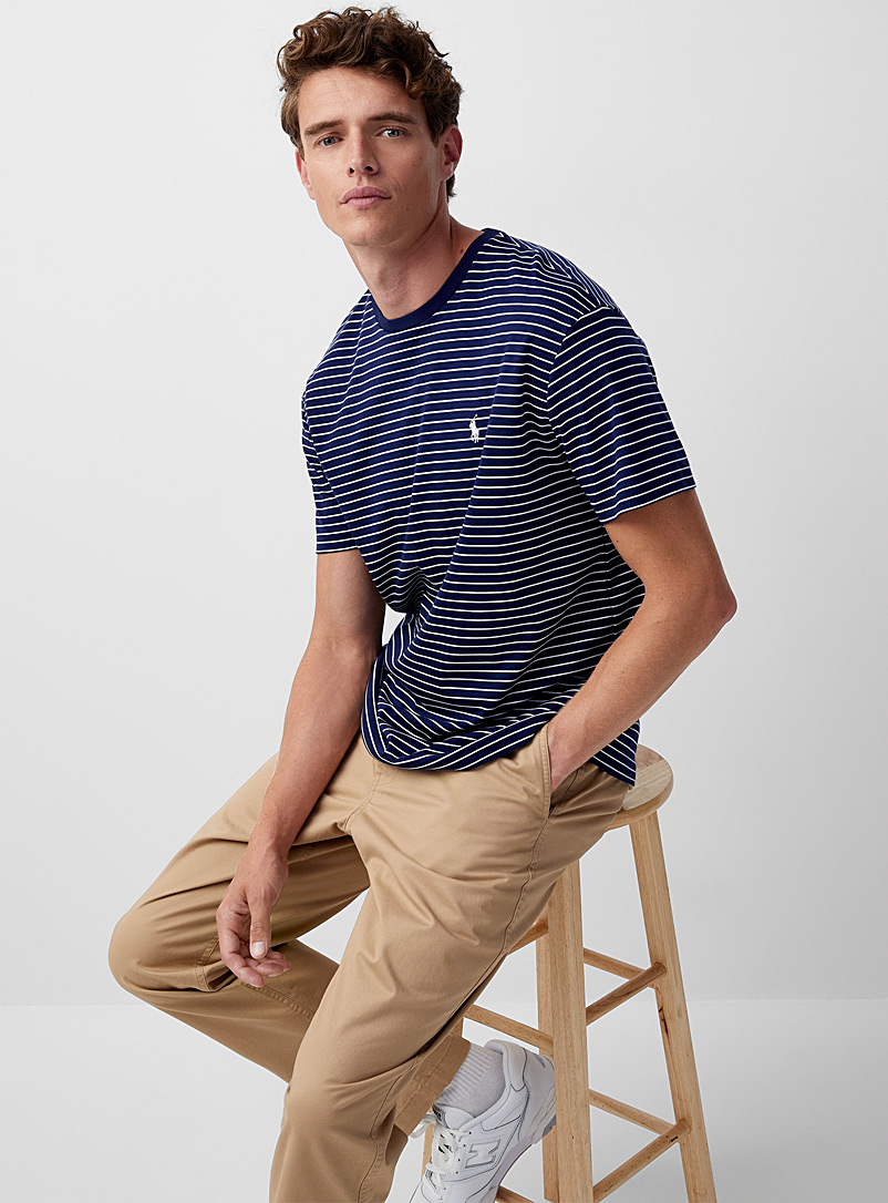 Polo Ralph Lauren Marine Blue Silky jersey striped T-shirt for men