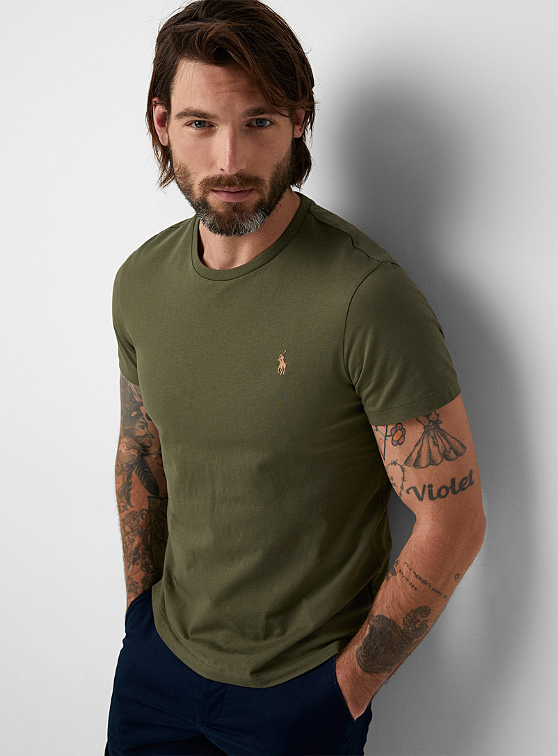 Polo Ralph Lauren: Le t-shirt cavalier brodé Coupe ajustée Vert foncé-mousse-olive pour homme