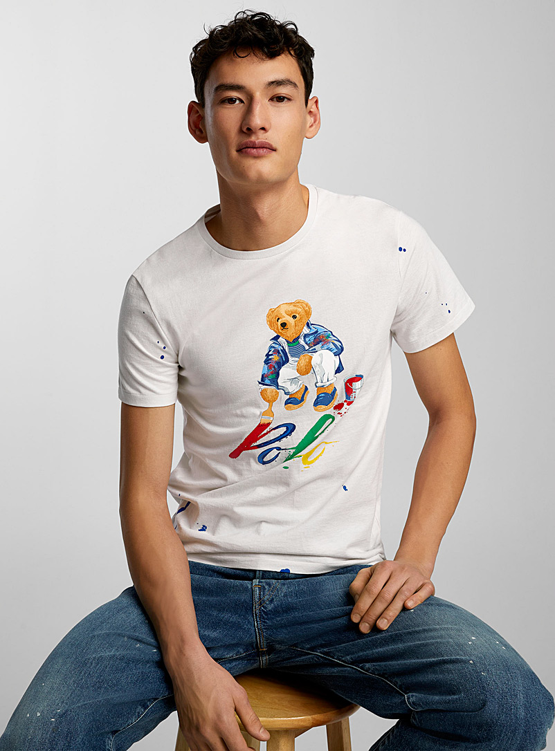 Polo Ralph Lauren White Artist teddy bear T-shirt for men