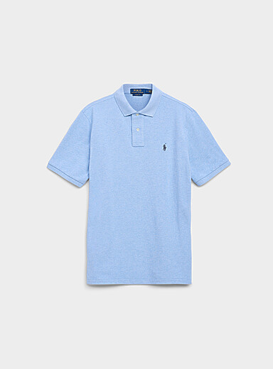 Polo Ralph Lauren: Le polo piqu&eacute; cavalier brod&eacute; <b>Coupe classique</b> Bleu p&acirc;le - Bleu ciel pour homme