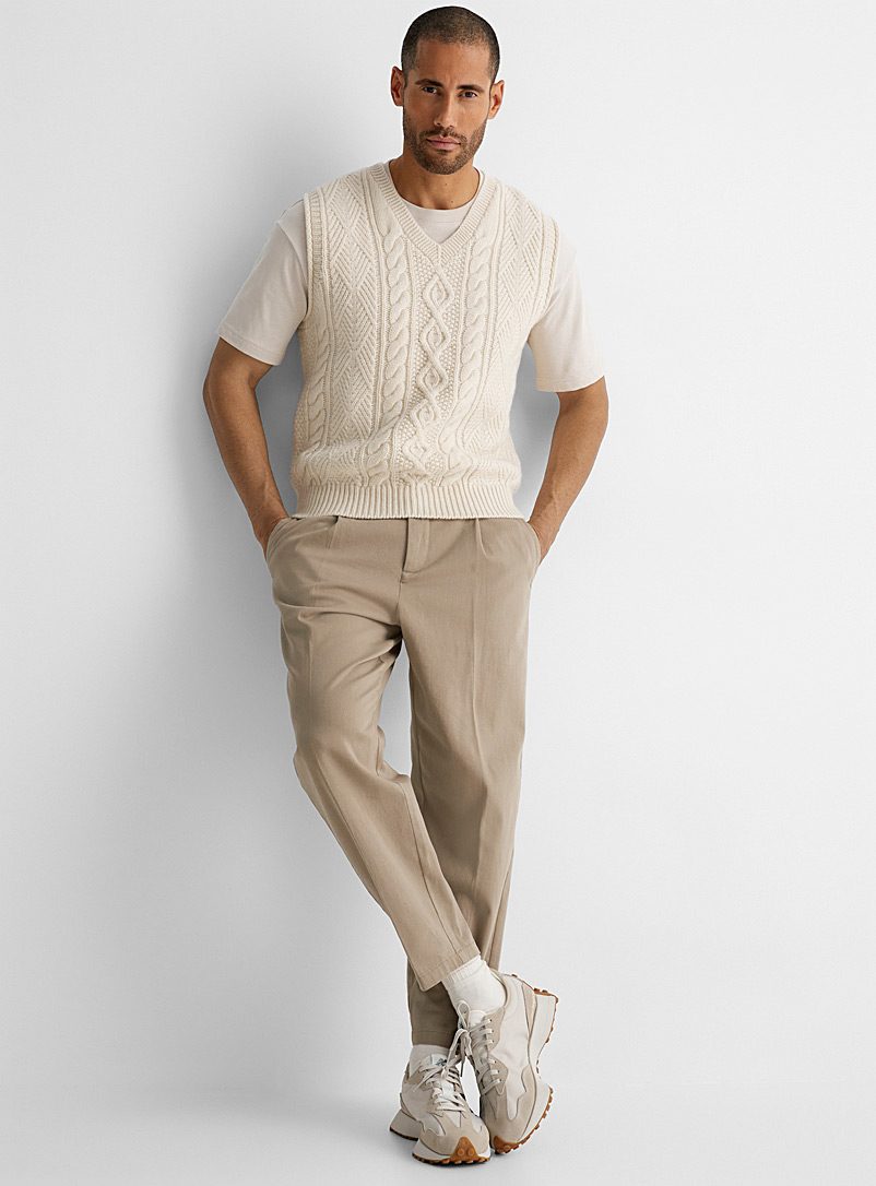 Polo Ralph Lauren Cream Beige Aran cable sweater vest for men