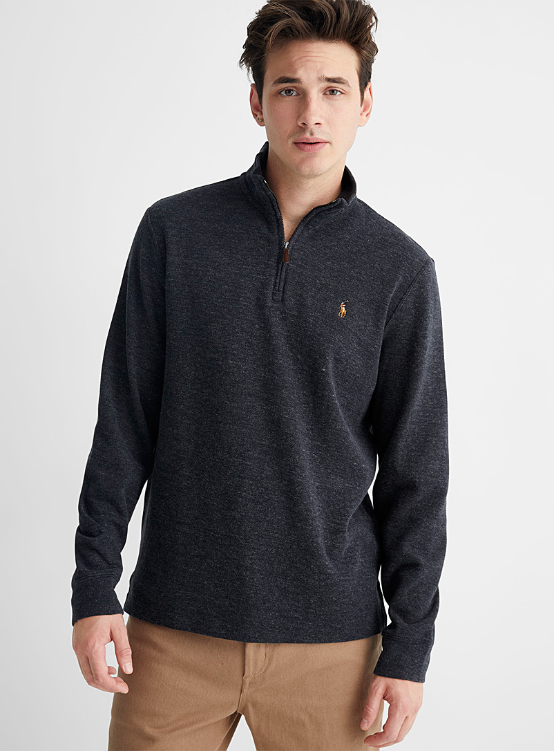 Polo Ralph Lauren Black Minimalist half-zip sweatshirt for men