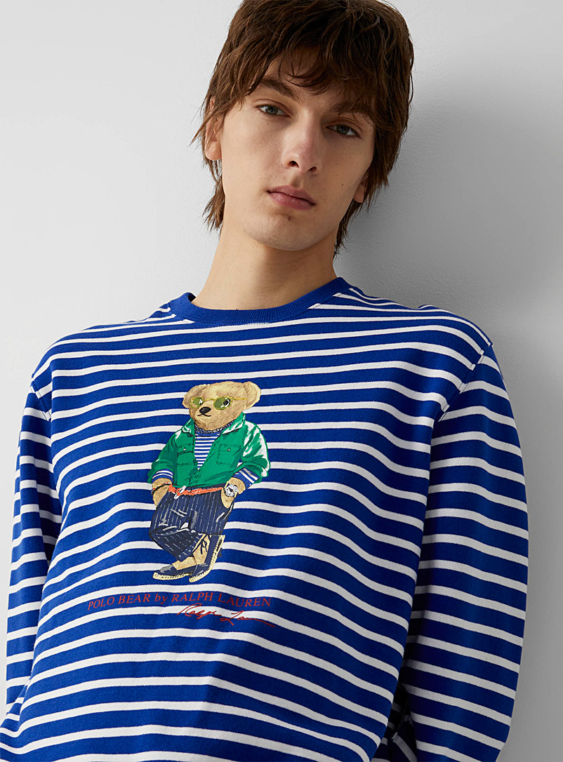 Polo Ralph Lauren Sapphire Blue Nautical teddy bear striped sweatshirt for men