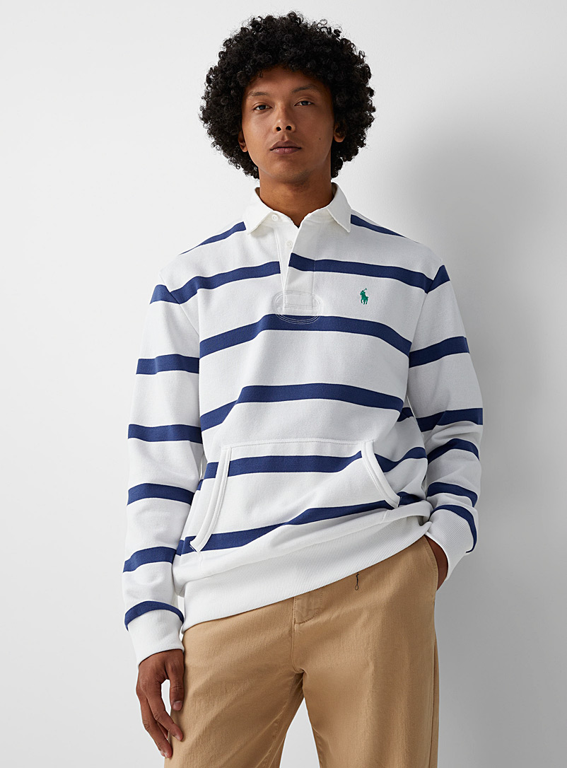 Polo Ralph Lauren White Polo-collar striped sweatshirt for men