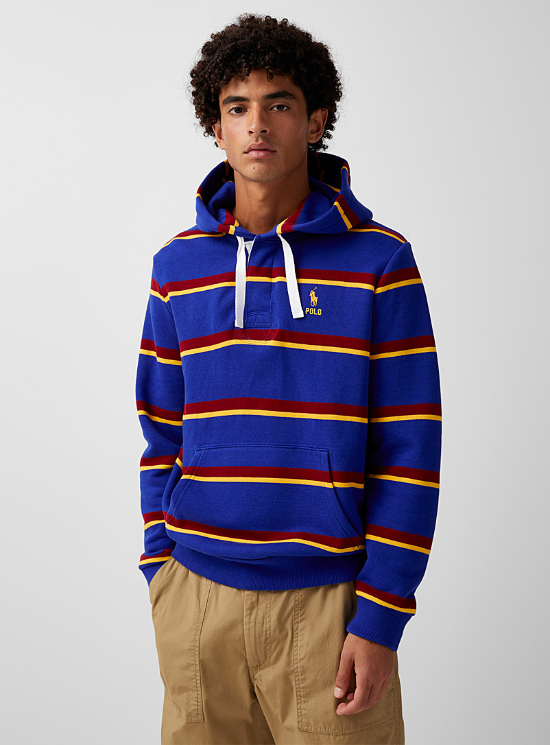Polo Ralph Lauren Sapphire Blue Varsity stripe hoodie for men
